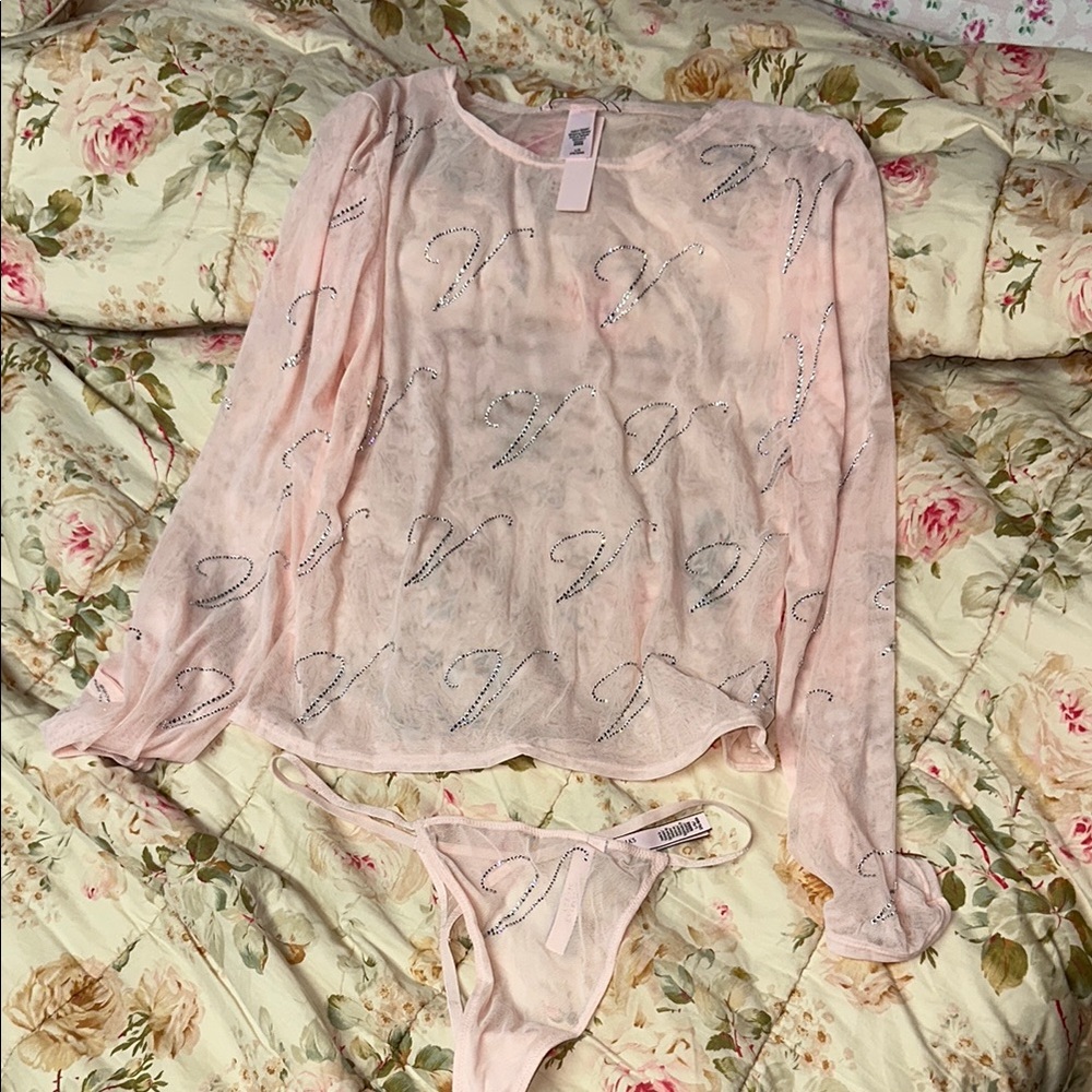 Elegant Pink Sheer Intimate Set from Victoria secret brand new
